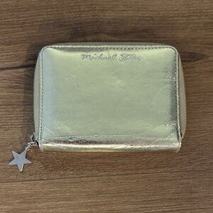 Michael Stars Shimmery Gold Zip Card Wallet
